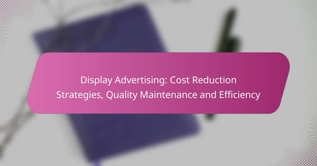 Display Advertising: Cost Reduction Strategies, Quality Maintenance and Efficiency