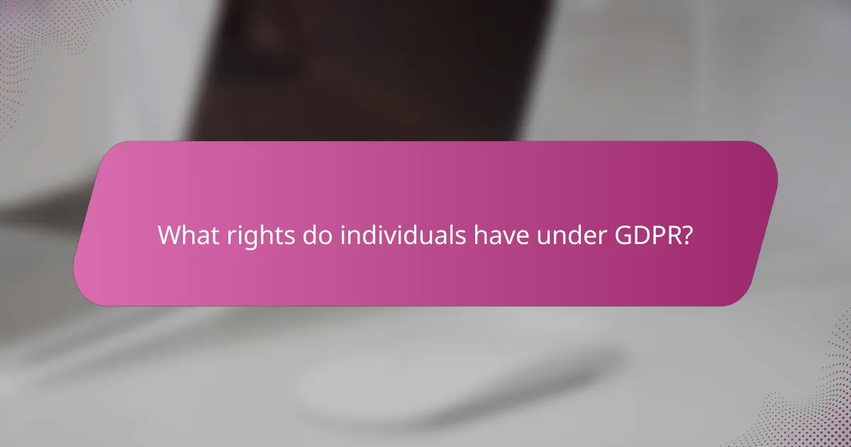 What rights do individuals have under GDPR?
